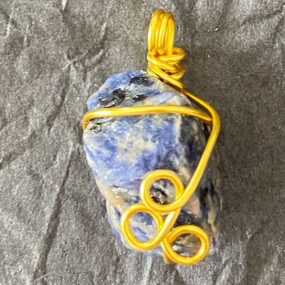 ๐ 3 for $25 Goldtone Plated Wire Wrapped Sodalite (Gemstone) Pendant - Picture 2 of 4